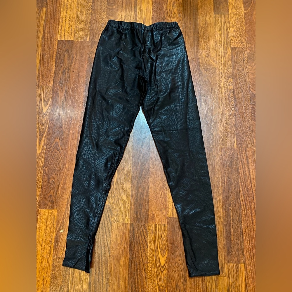 Gold Stitches Wetlook Snakeskin Leggings